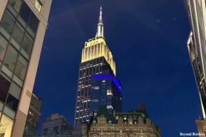 Empire State Building in Manhattan, NYC, lit up at night