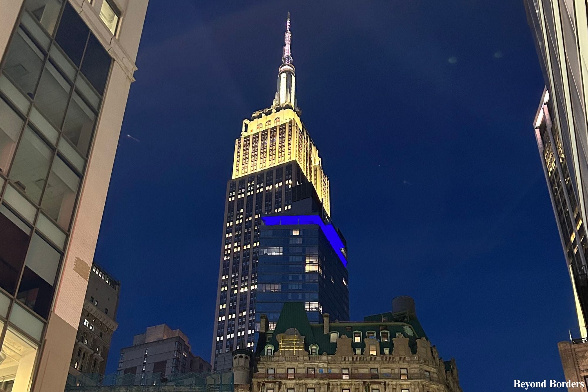 Empire State Building in Manhattan, NYC, lit up at night