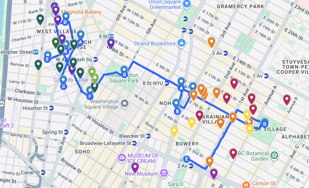 Beyond Borders West/East Village itinerary map