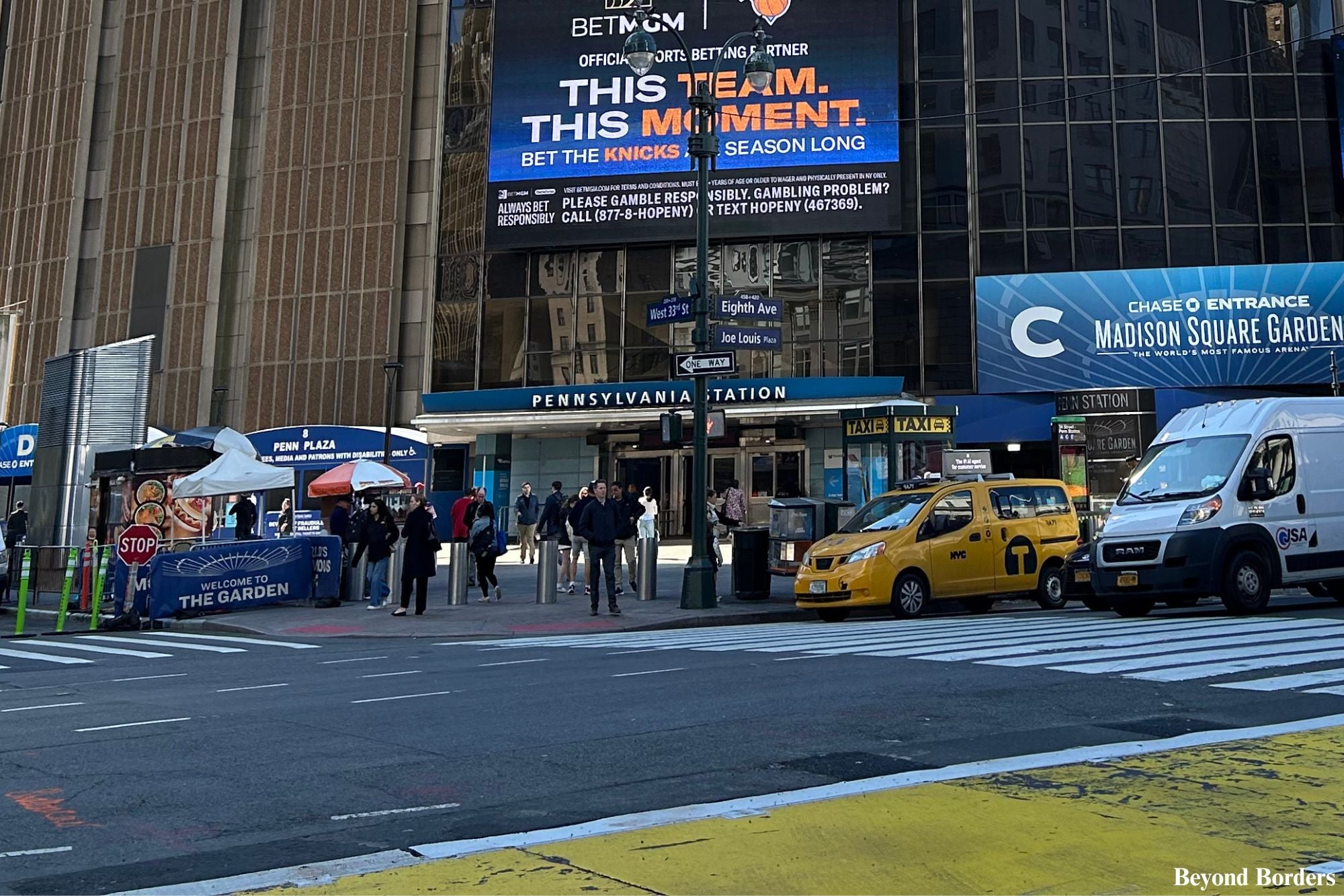 The 8th Avenue entrance to Penn Station seen from 8th Ave