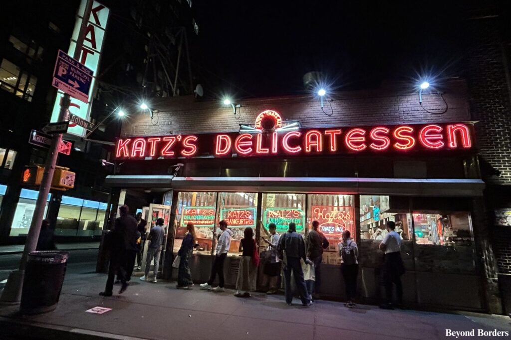 Katz's Deli line at night