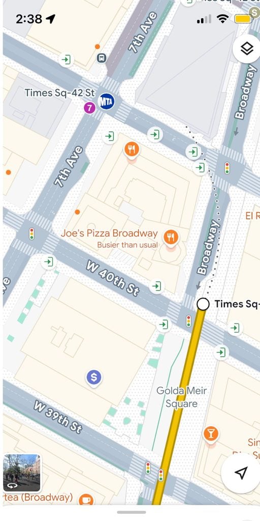 You can see several green arrows around the Times Sq--42 St station in Manhattan, NYC, telling you where you can enter the station.