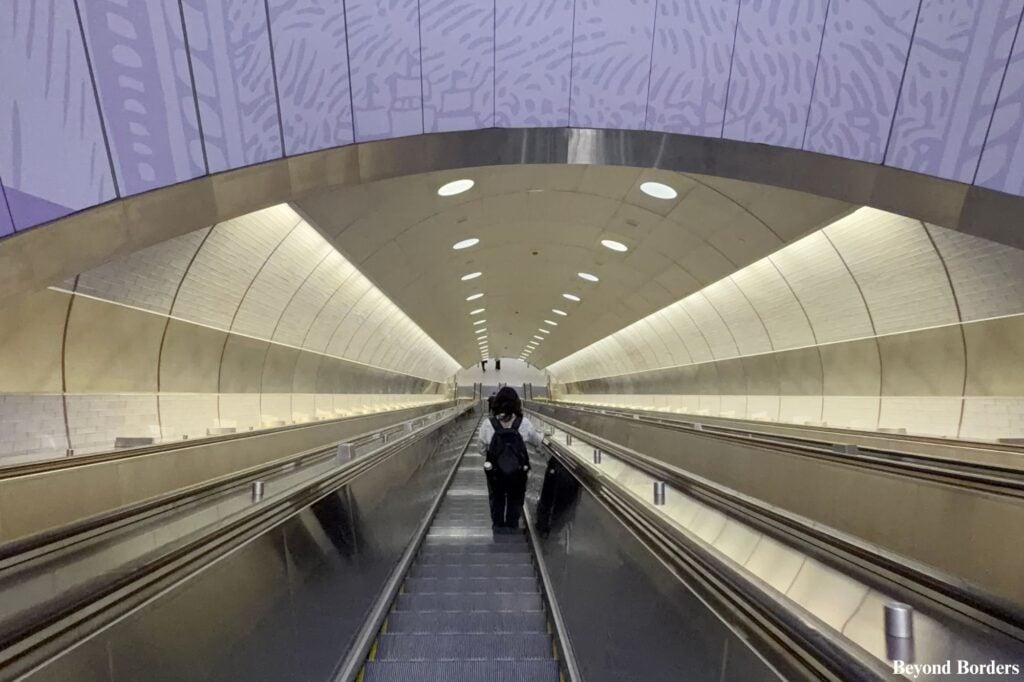 Deep escalators leading to LIRR tracks in Grand Central Madison