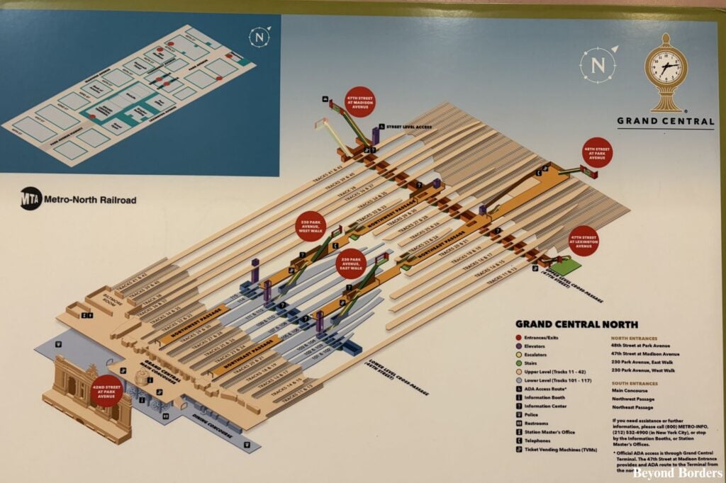 Grand Central North tunnel map at the tunnel entrance in Grand Central Terminal in NYC