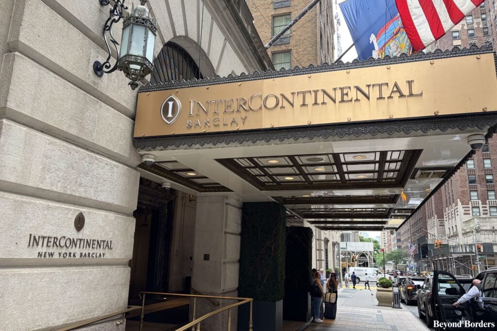 Intercontinental Barclay NYC hotel awning; best Grand Central hotels NYC