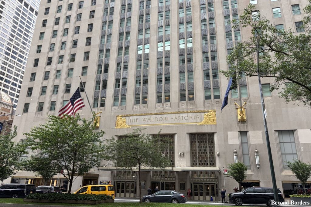 The Waldorf Astoria entrance on Park Ave; best Grand Central hotels NYC