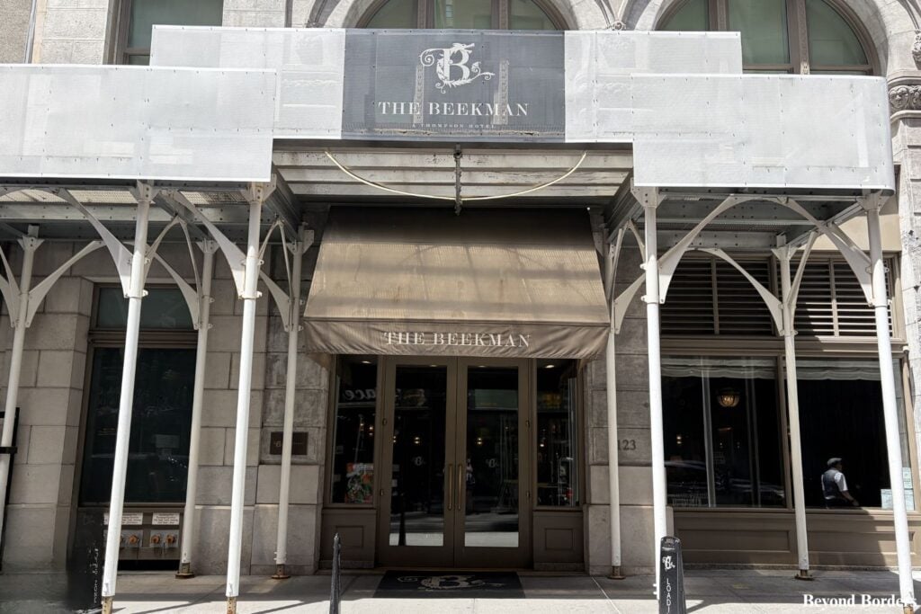 The Beekman Hotel entrance, lower Manhattan, NYC; best hotels in Lower Manhattan