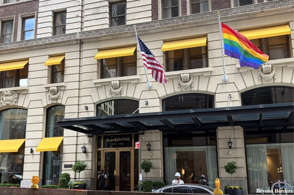 The Wall Street Hotel entrance in lower Manhattan; best hotels in lower Manhattan
