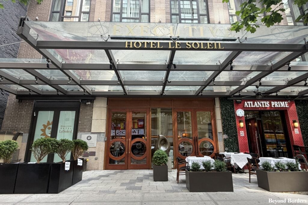 Executive Hotel Le Soleil entrance; best hotels near the Empire State Building in NYC