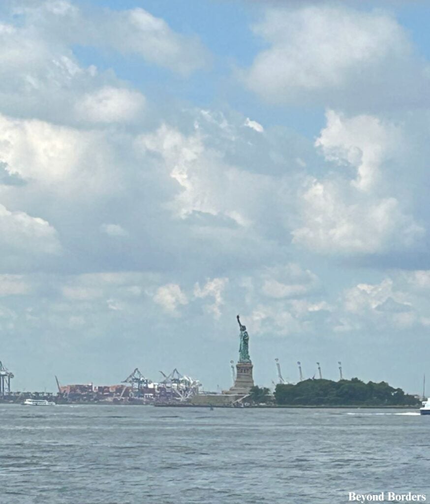 Statue of Liberty seen from Battery Park in lower Manhattan, NYC