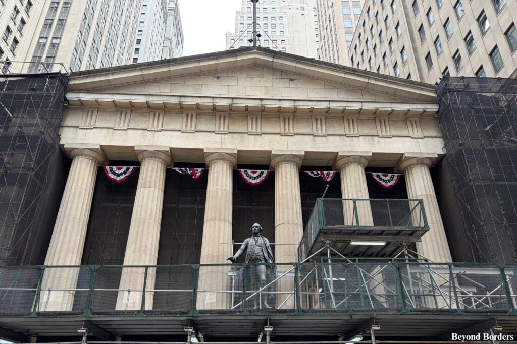 Federal Hall in NYC on Wall St in lower Manhattan