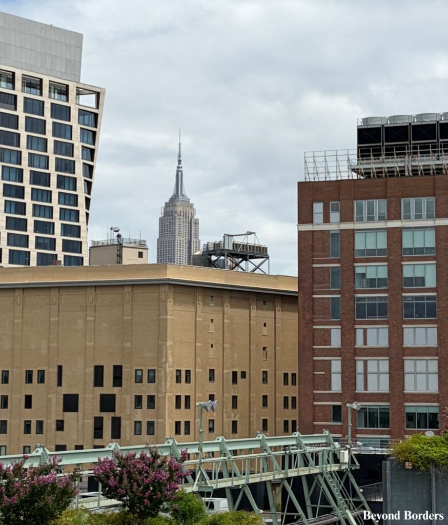 The Empire State Building seen from the rooftop at Pier 57 in NYC