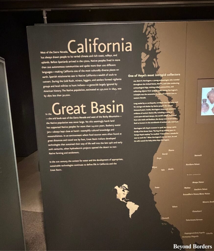 Artifacts in NMAI NYC are separated by the region they came from; this is the Great Basin regional info panel