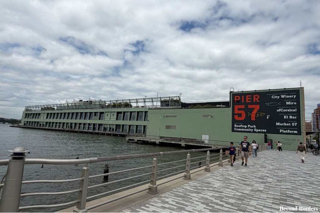 Pier 57 exterior along the Hudson River in NYC