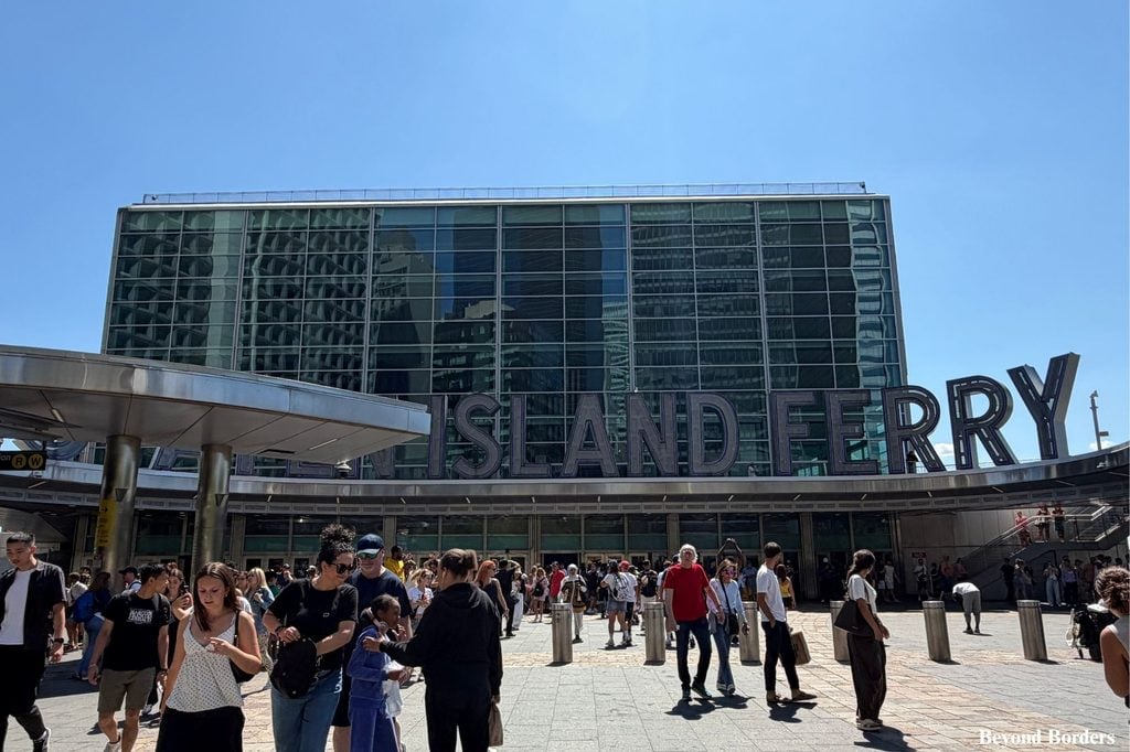 Whitehall Terminal in Lower Manhattan where the Staten Island Ferry departs in NYC
