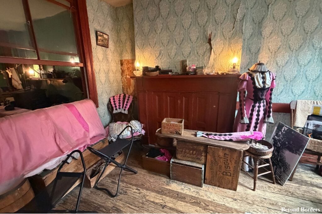 Levine family living room at the Tenement Museum; this is also where their garment workshop was