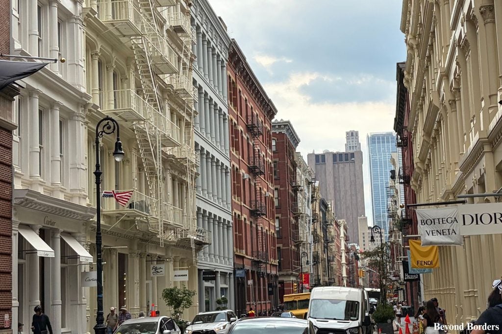 Cast-iron architecture seen on Greene St in SoHo, NYC; NYC architectural photo spots