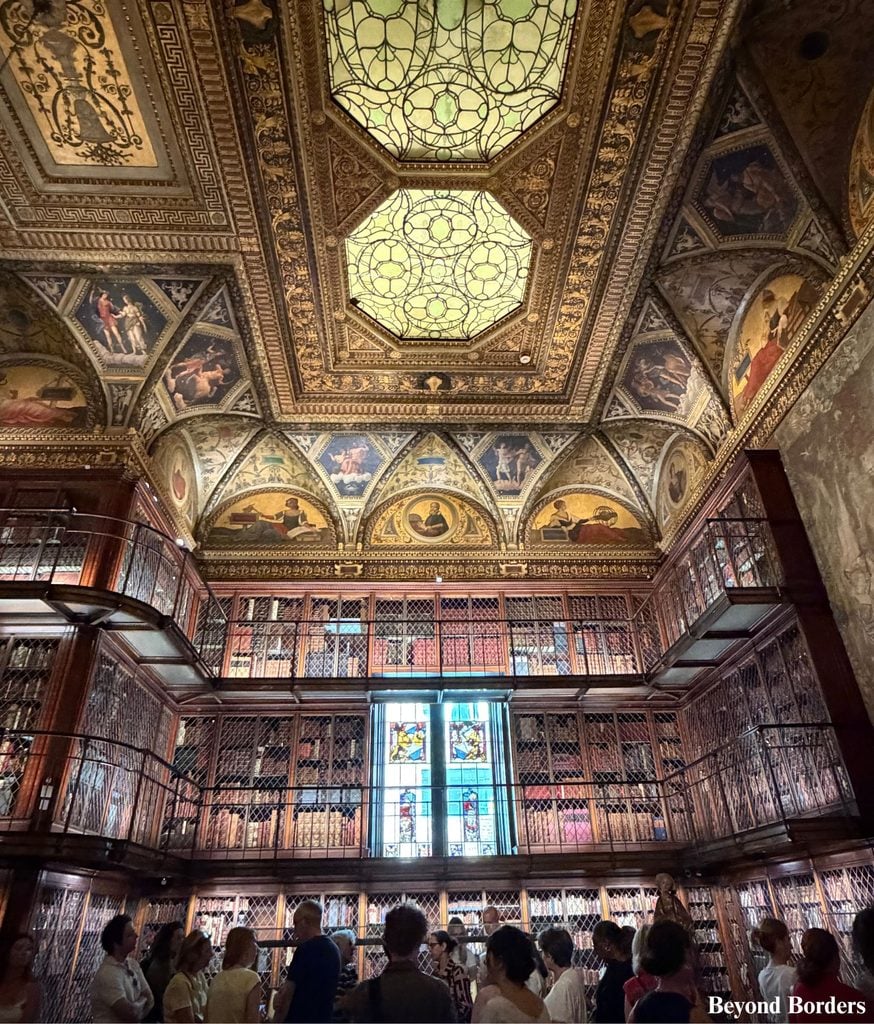 The intricate walls and ceiling in the East Room in the Morgan Library and Museum in Midtown Manhattan, NYC