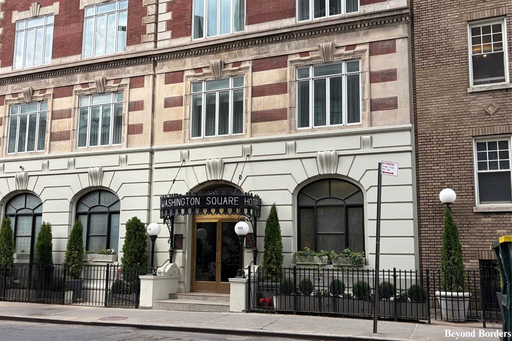 The Washington Square Hotel across from Washington Square Park in the West Village, Manhattan, NYC