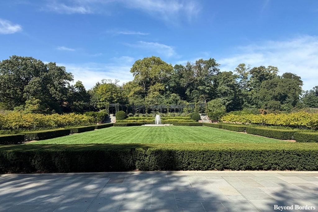 The central Italian Garden at Central Park's Conservatory Garden in Manhattan, NYC; quiet spots in Central Park